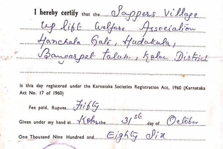 Trust Deed: Sappers Village Uplift Welfare Association Society Deed